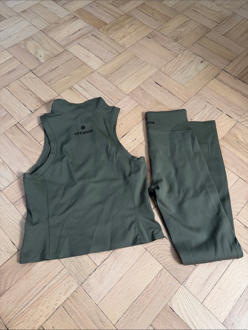 lululemon athletica EREWHON Olive Green top & Leggings Set